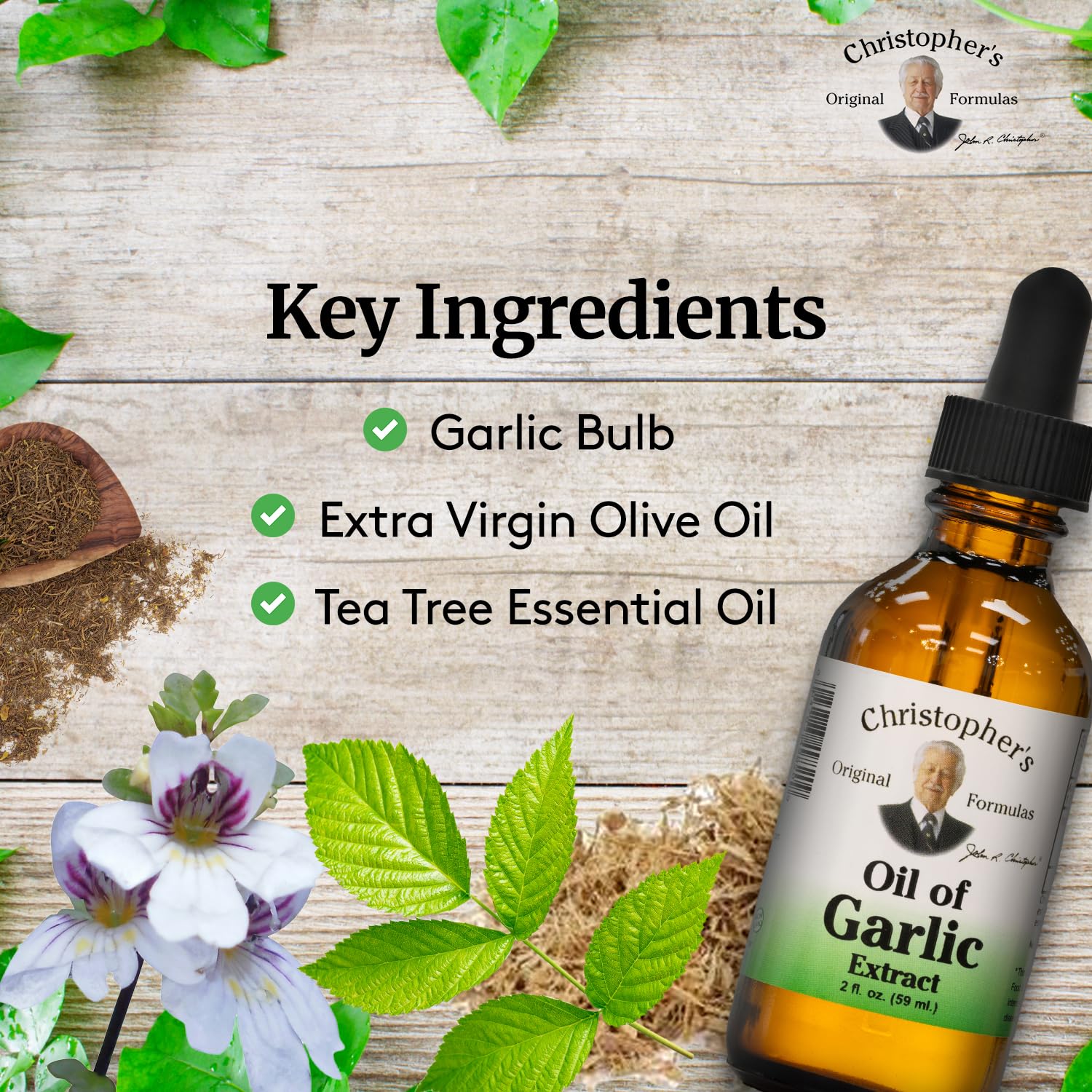 Garlic oil drops from Christopher's Original Formulas, ideal for external skin care