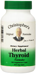 Christopher's Original Formulas Herbal Thyroid bottle shows a convenient plant-based supplement.