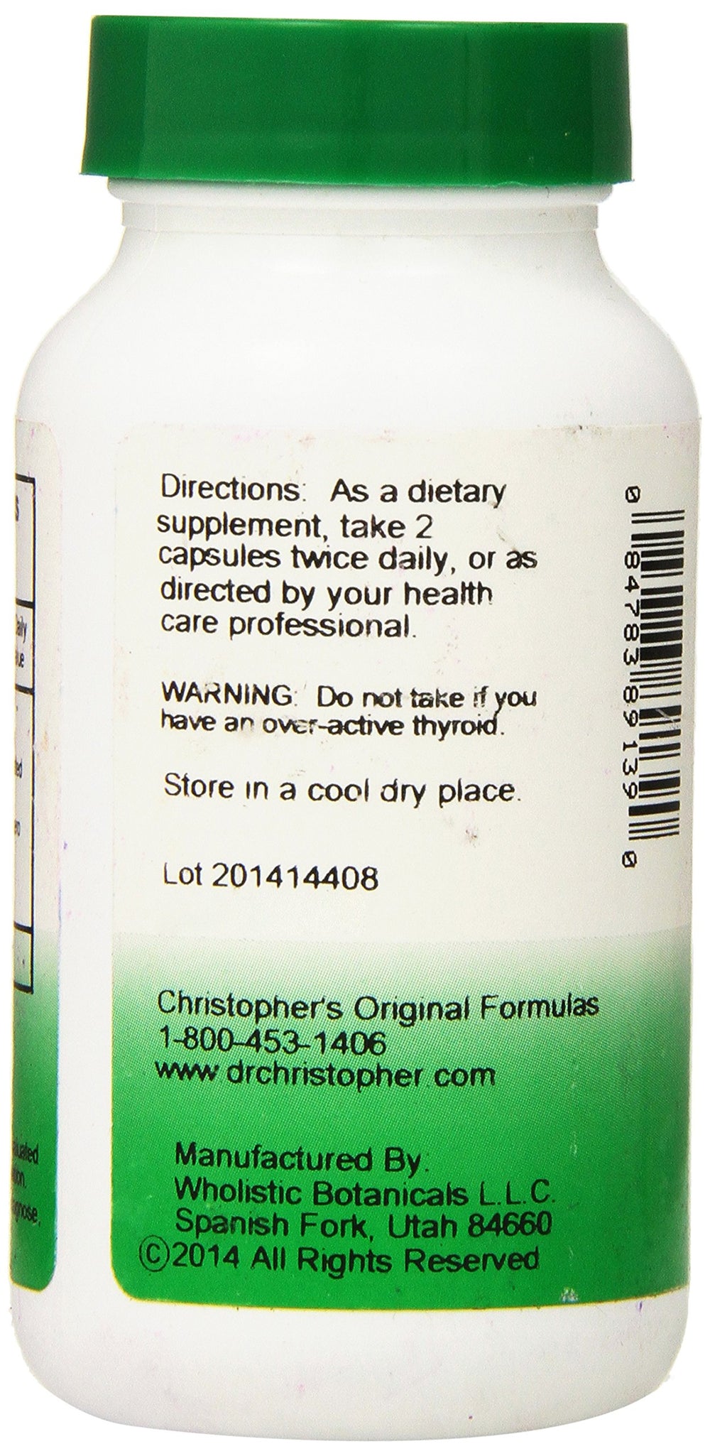 Christopher's Original Formulas Herbal Thyroid capsules displayed for daily wellness use.