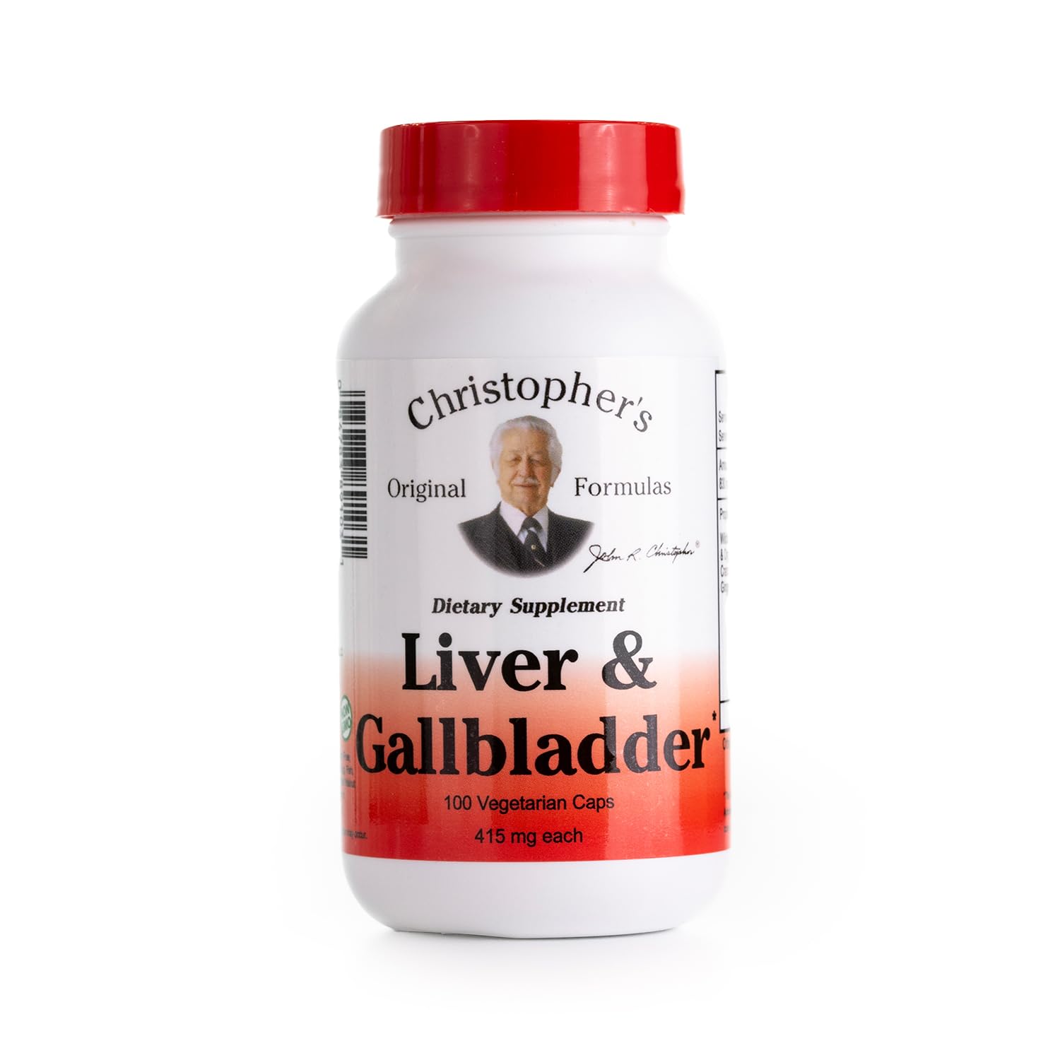 Christopher's Liver & Gallbladder Formula bottle closeup promotes digestive balance with herbal care.