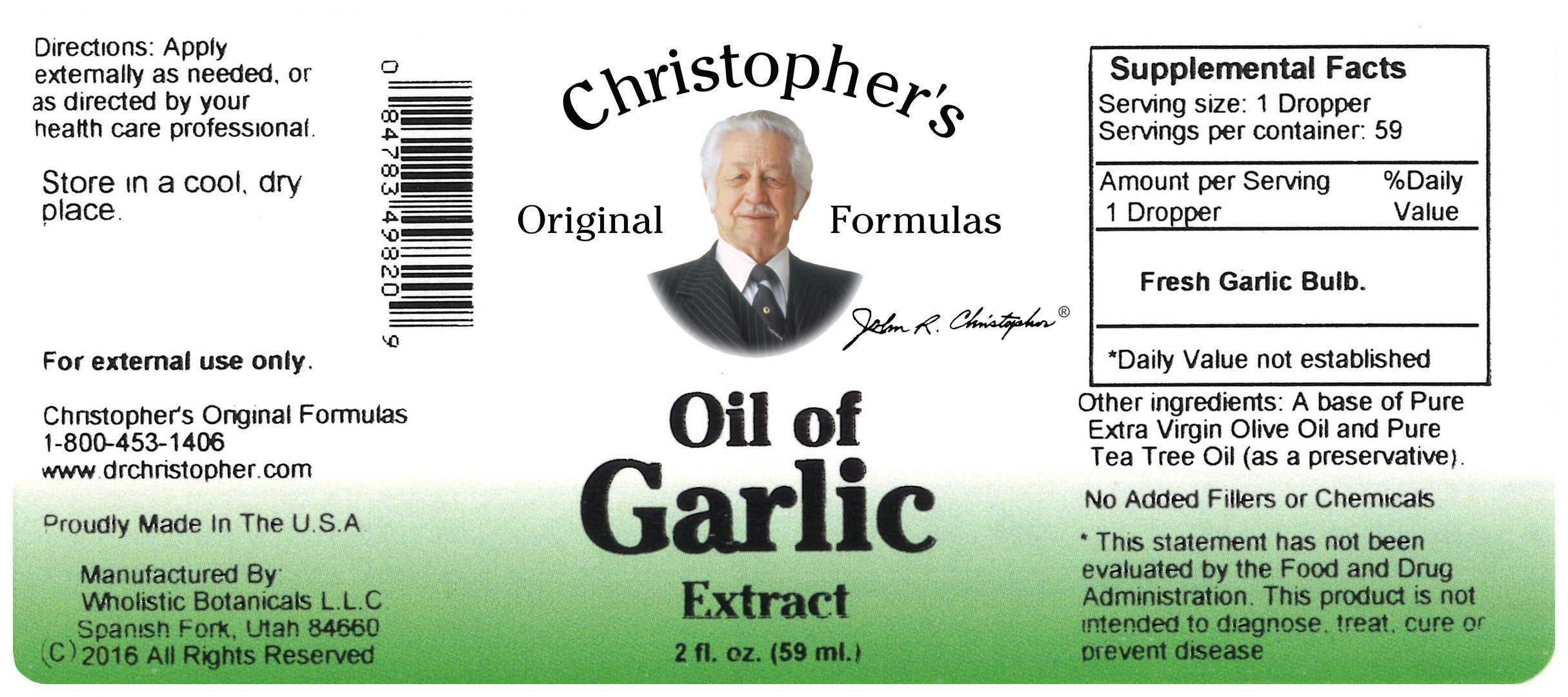 Pure garlic oil liquid by Christopher's Original Formulas for versatile external applications