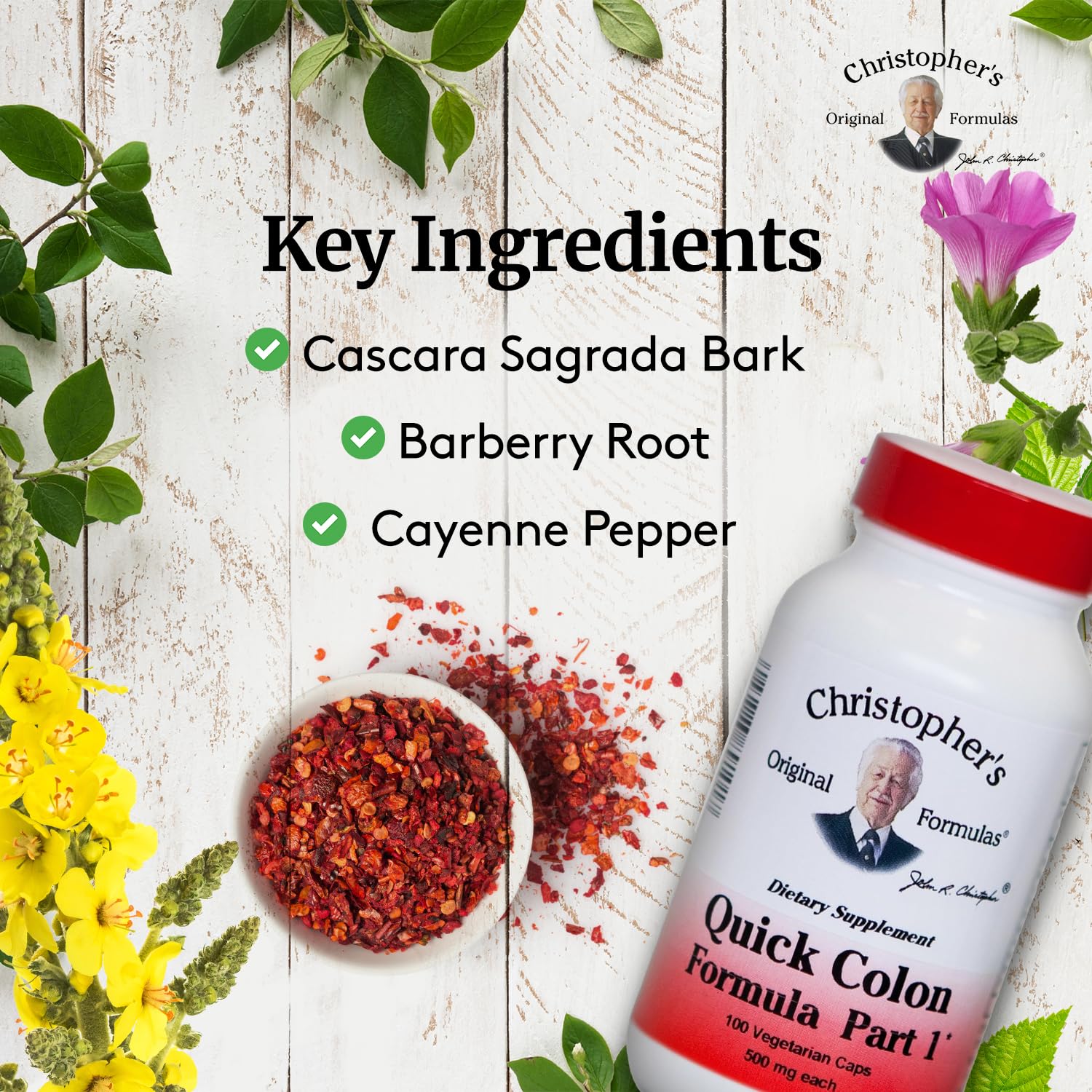 Christopher's Original Formulas Quick Colon Part 1 herb blend image suggesting a gentle colon wellness routine.