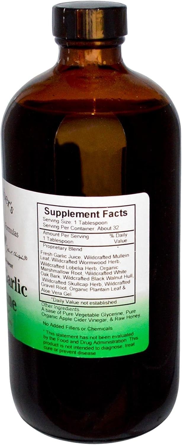 Christopher's Super Garlic Immune Syrup label shows trusted ingredients with time-honored herbal roots.