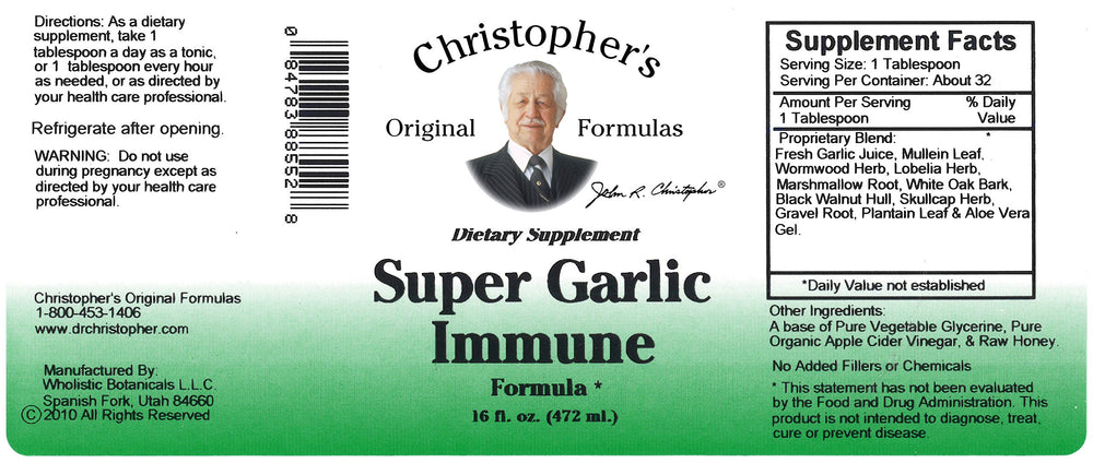 Christopher's Super Garlic Immune Syrup pour captures smooth texture ideal for easy use.