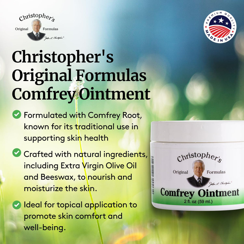 Christopher's Original Formulas USA-made herbal ointment packaging for on-the-go use