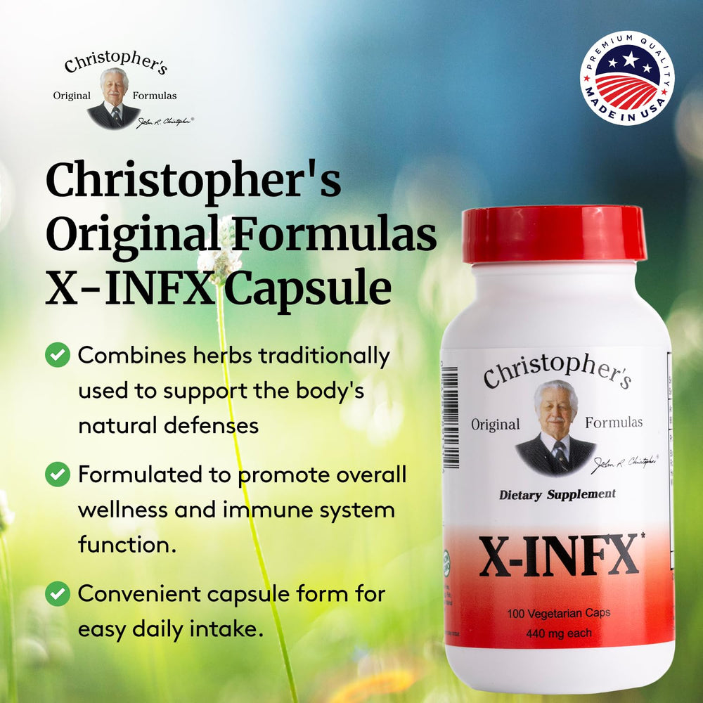 Christopher's Original Formulas X-INFX label closeup highlighting natural ingredients.