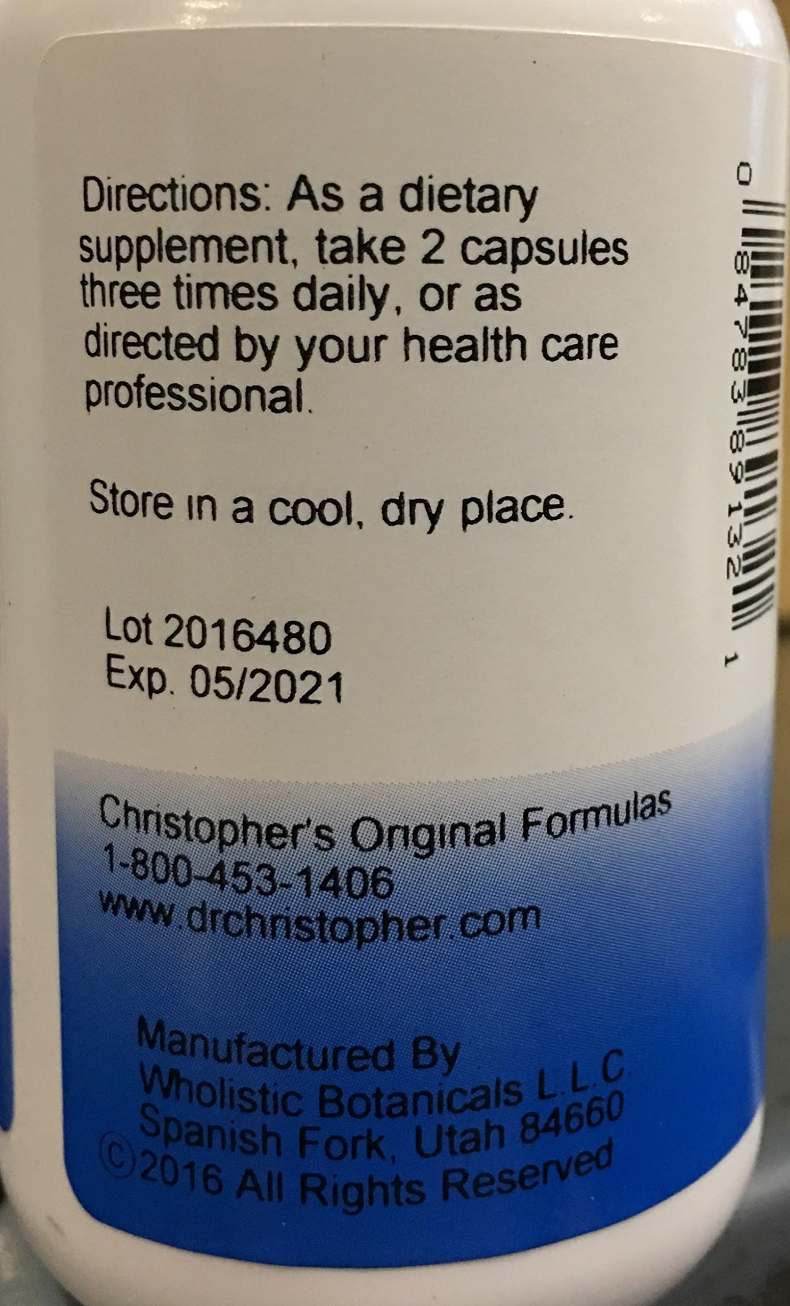 Close-up of the Thyroid Maintenance bottle label highlighting a natural herbal blend