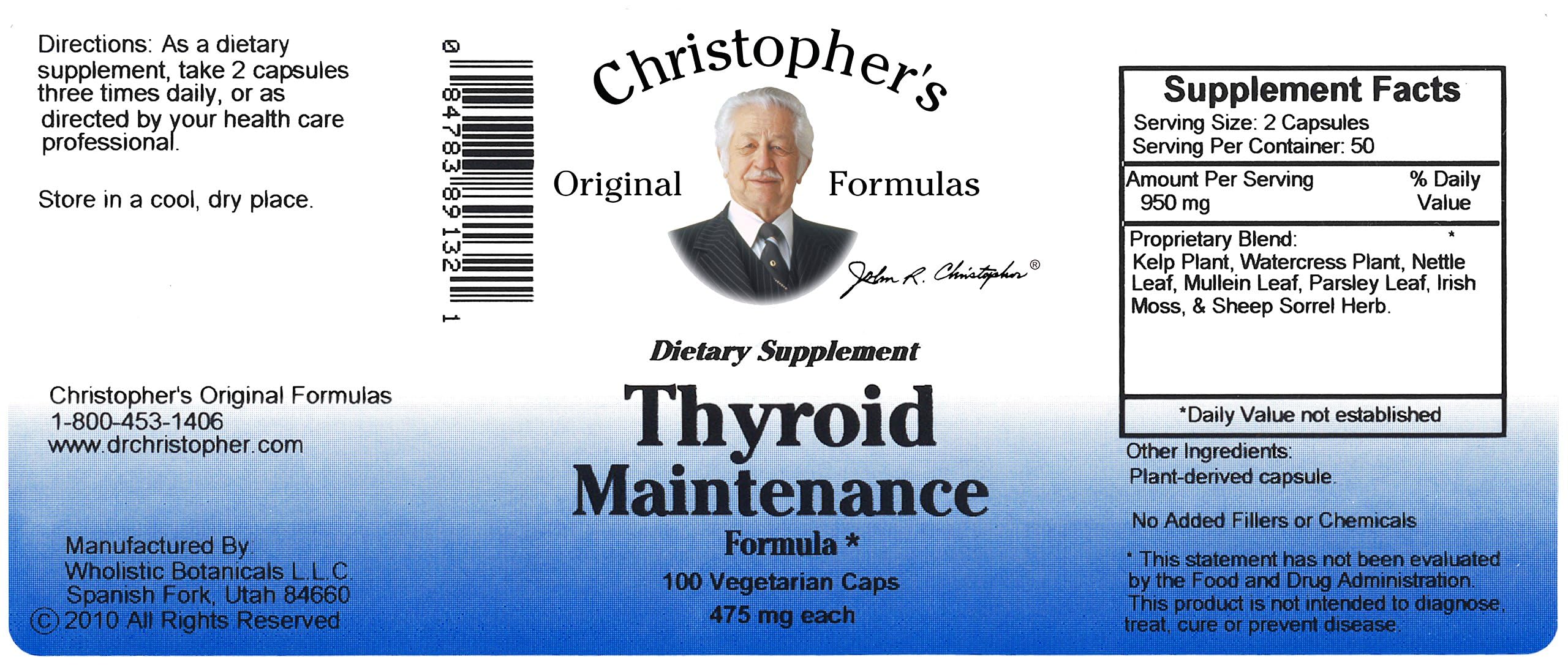 Christopher's Original Formulas Thyroid Maintenance bottle being poured for easy daily use