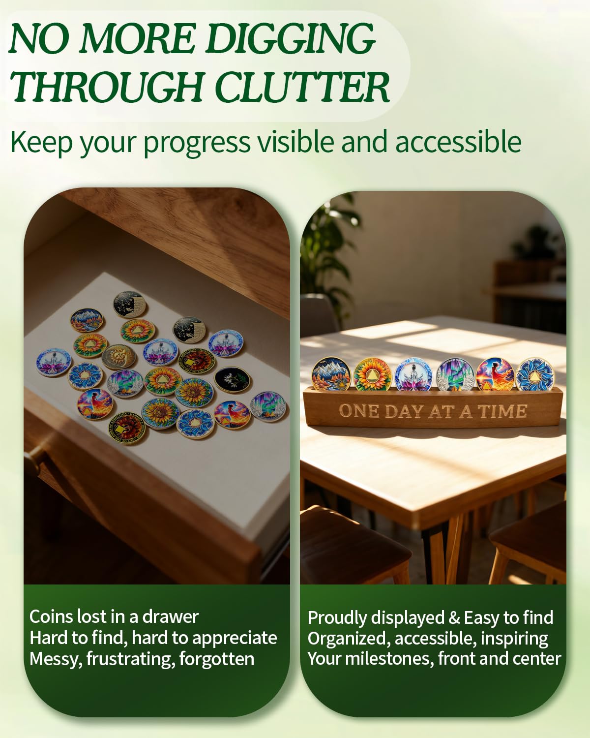 CHURYUML Desk or shelf display highlights sobriety journey as a thoughtful gift.