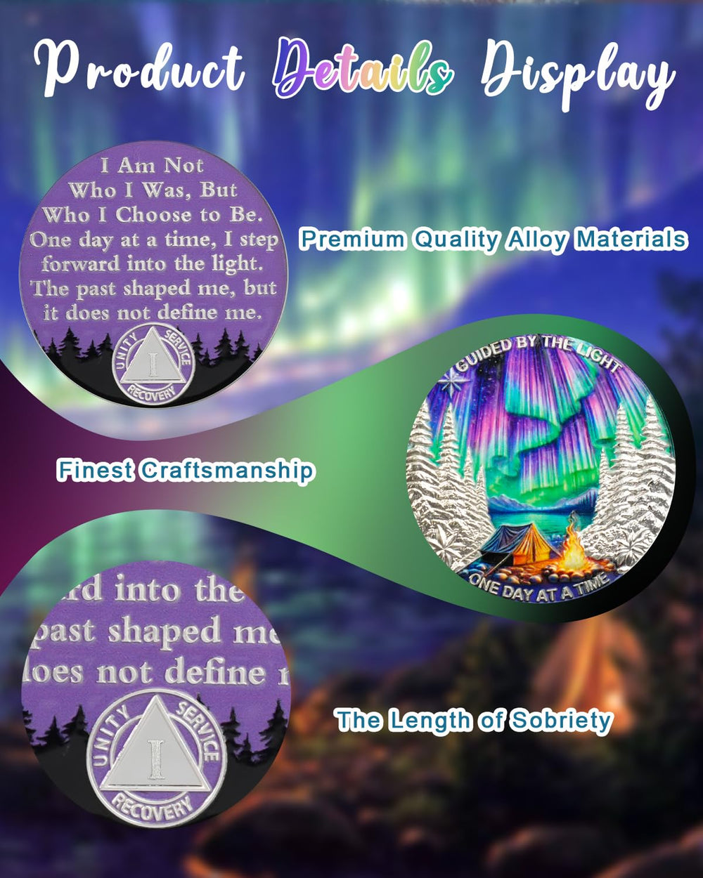 CHURYUML One Year sobriety coin back engraving conveying forward momentum.