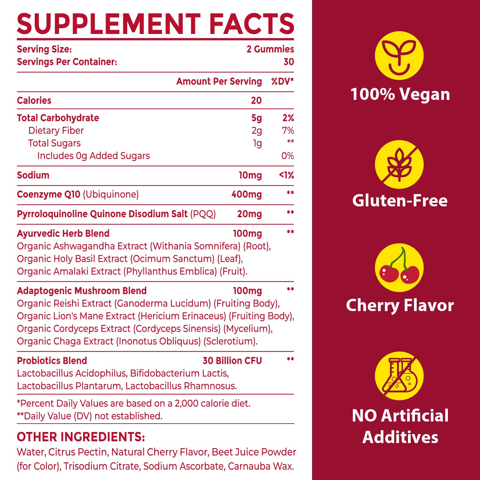 Ciaceae CoQ10 Gummies Ayurvedic herb blend featuring Ashwagandha and Amalaki benefits.