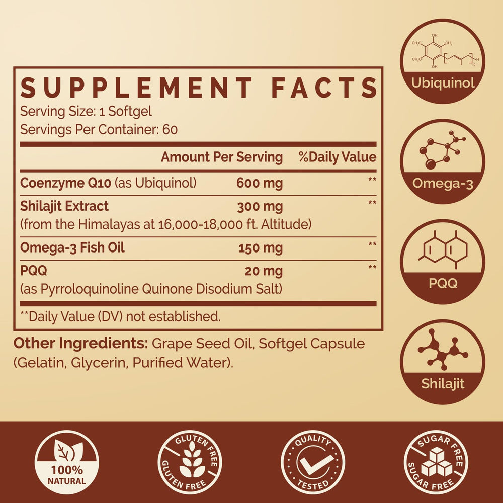 Ciaceae shilajit extract energy softgel supports cellular vitality.