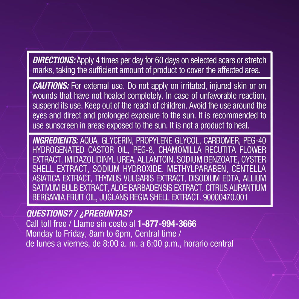 Cicatricure packaging and 1 oz size.