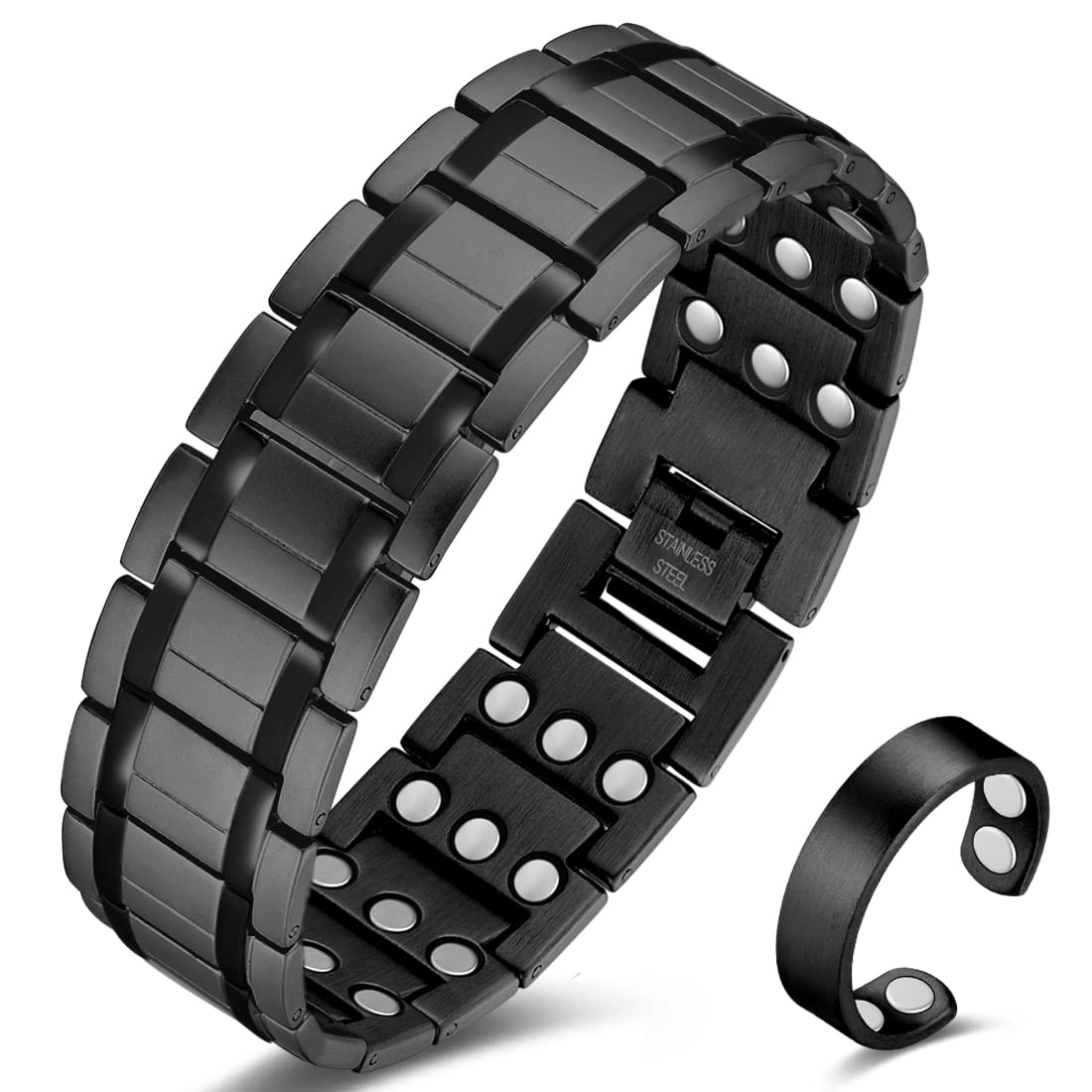 Cigmag 3X magnetic bracelet front view on a man for everyday style and comfort