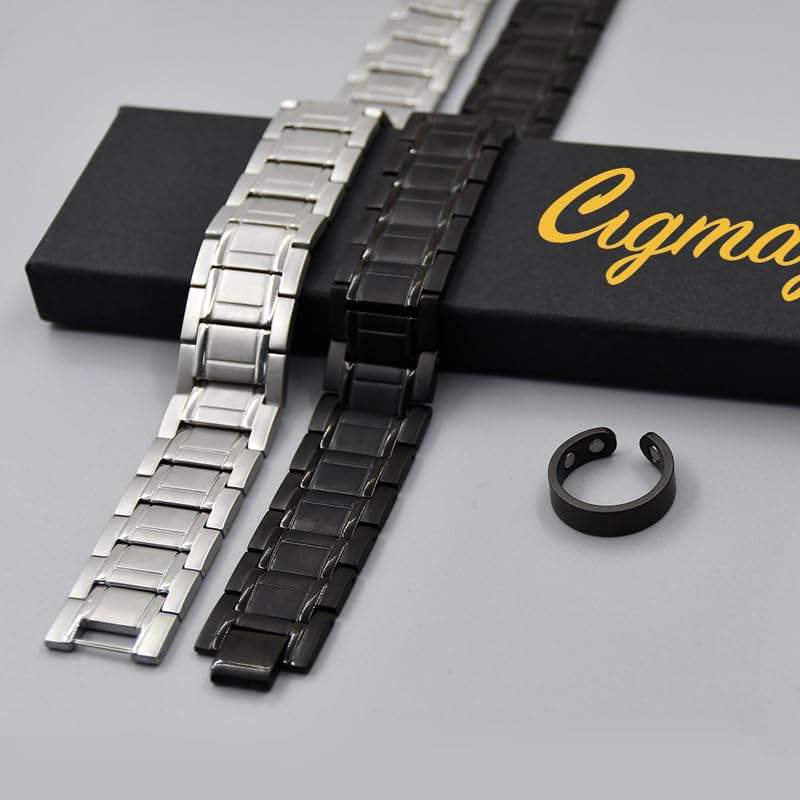 Man wearing Cigmag 3X bracelet on wrist during daily activities