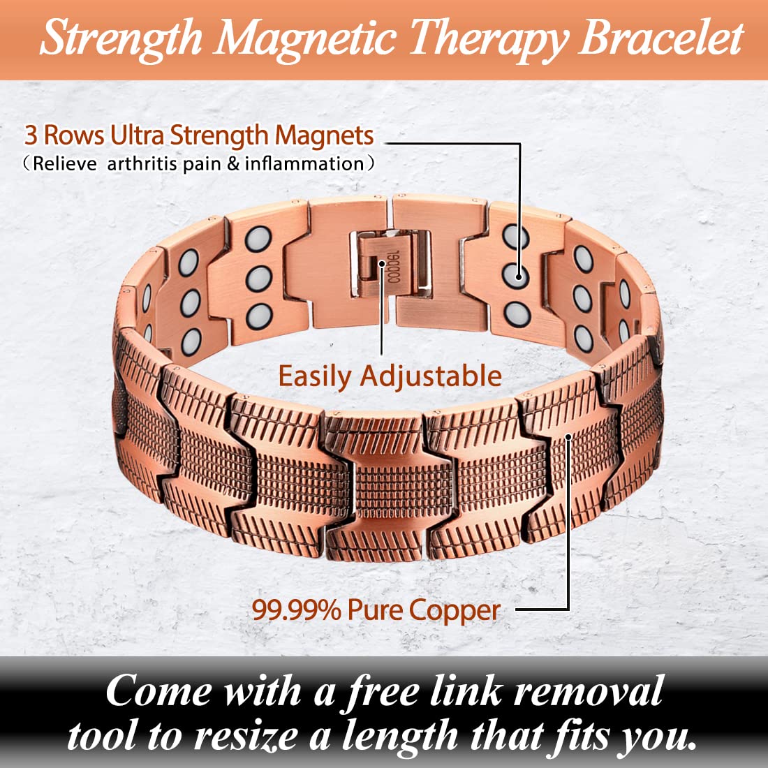 Cigmag copper bracelet and ring set in a modern finish.