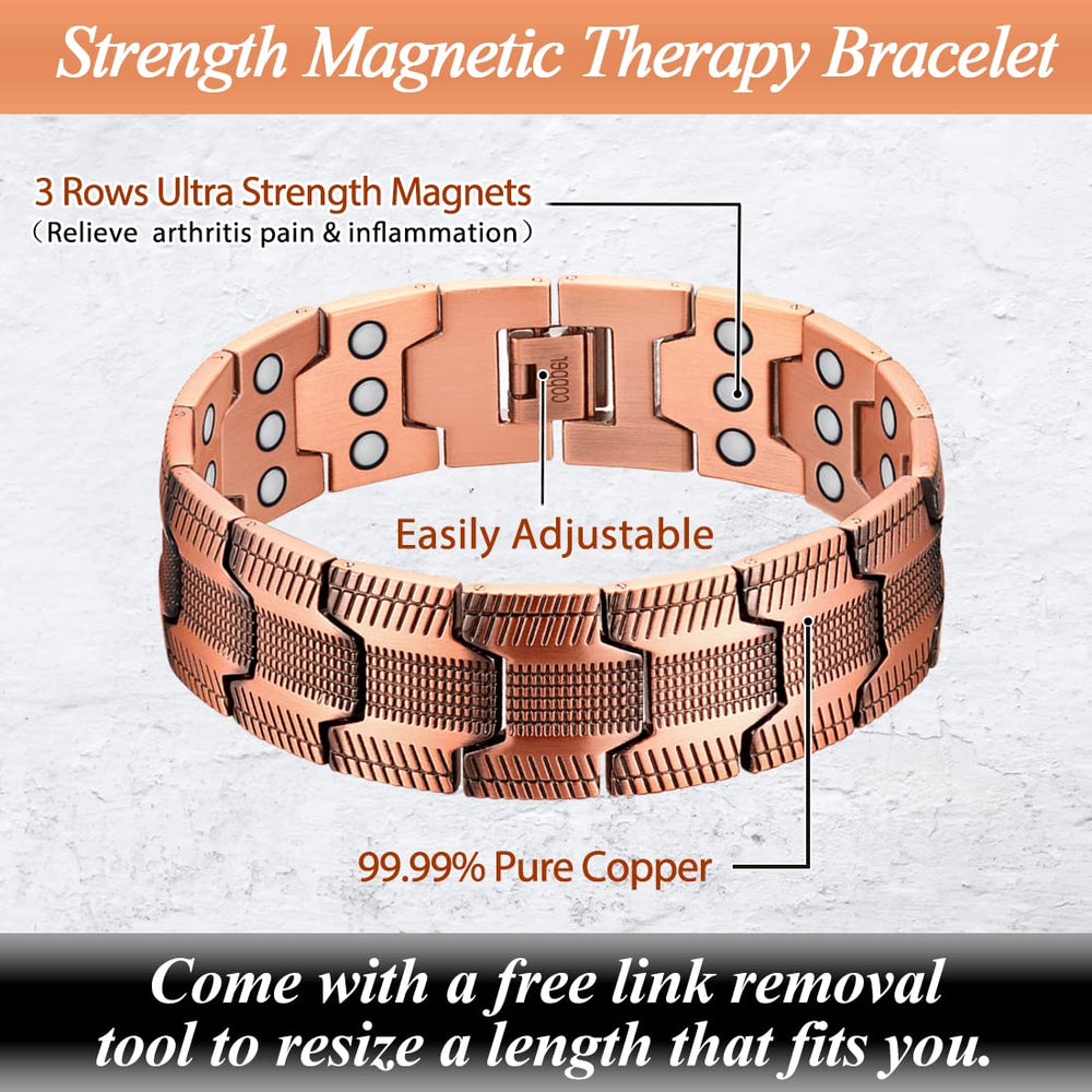 Cigmag copper bracelet and ring set in a modern finish.