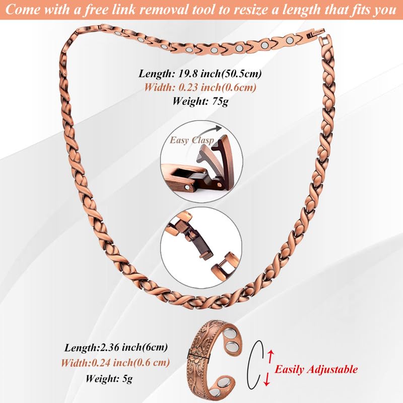 Cigmag copper necklace adjustable sizing tool demonstrates easy resizing at home.