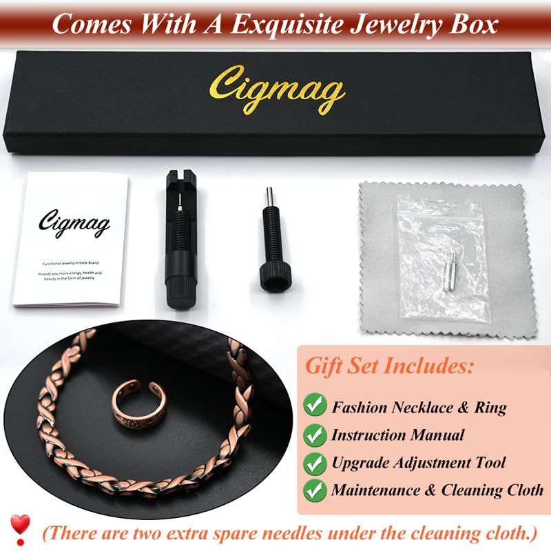 Cigmag copper necklace daily-wear styling on model demonstrates versatile fashion.