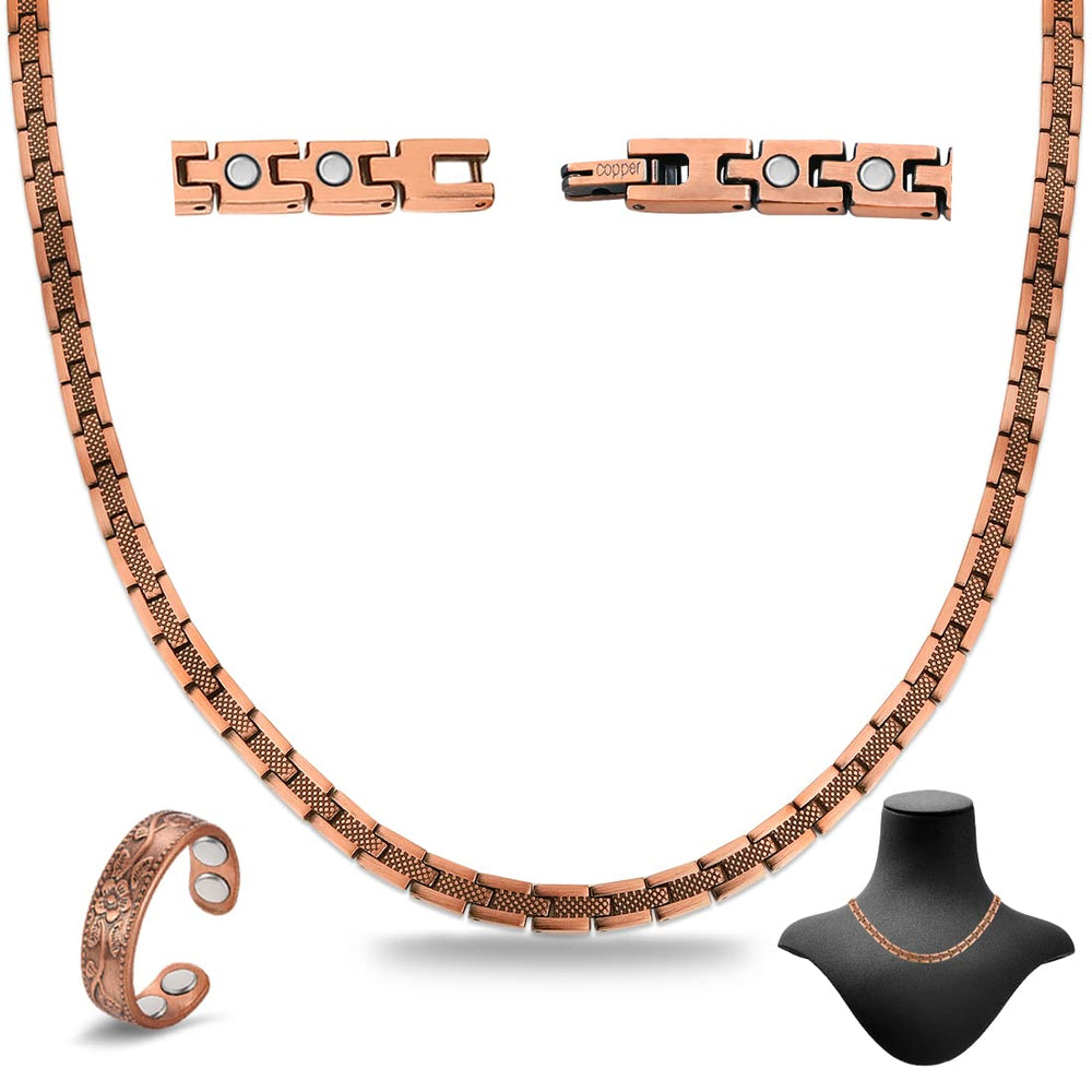 Cigmag copper necklace with magnet closeup and durable neodymium magnets.