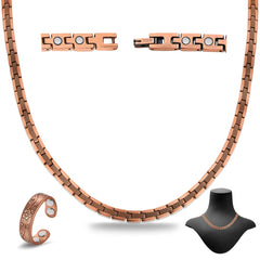 Cigmag copper necklace with magnet closeup and durable neodymium magnets.