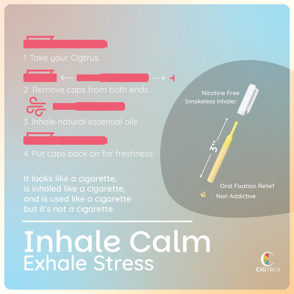 Cigtrus Craving Relief Inhaler in use illustrates discreet daily craving relief