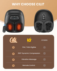 CILI foot massager instep heat warms the tops of feet for even warmth.