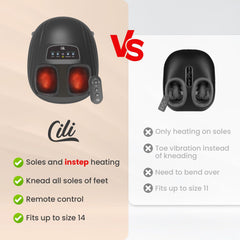 CILI foot massager shows three heating levels for personalized comfort.