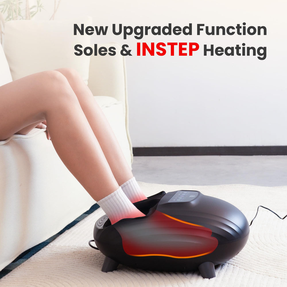 CILI foot massager features U-shaped compression around ankles for relaxation.