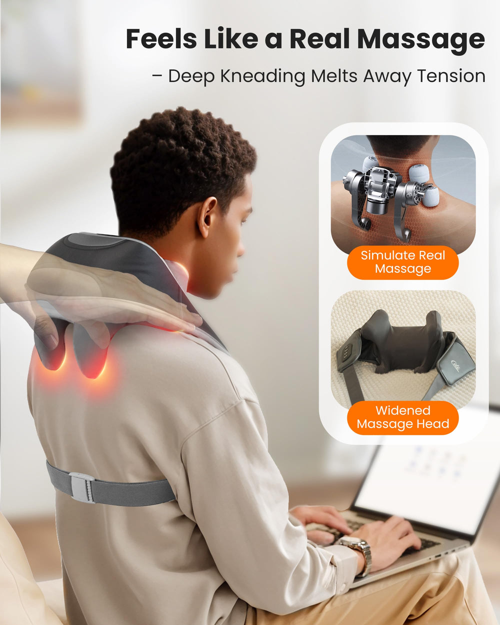 CILI heat massage heads show three heating areas for targeted warmth.