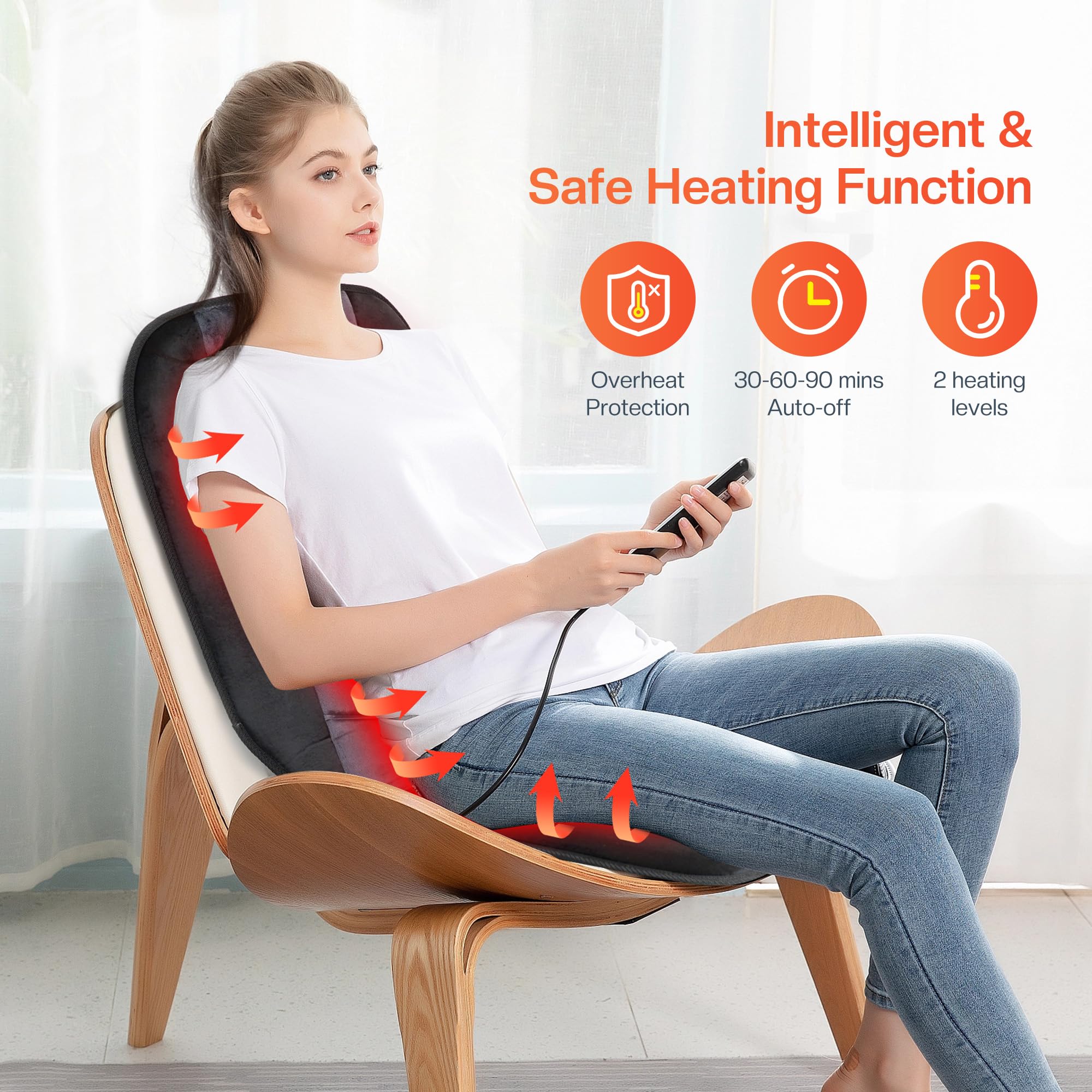 CILI heating zones offer two levels for warm back relief anytime.