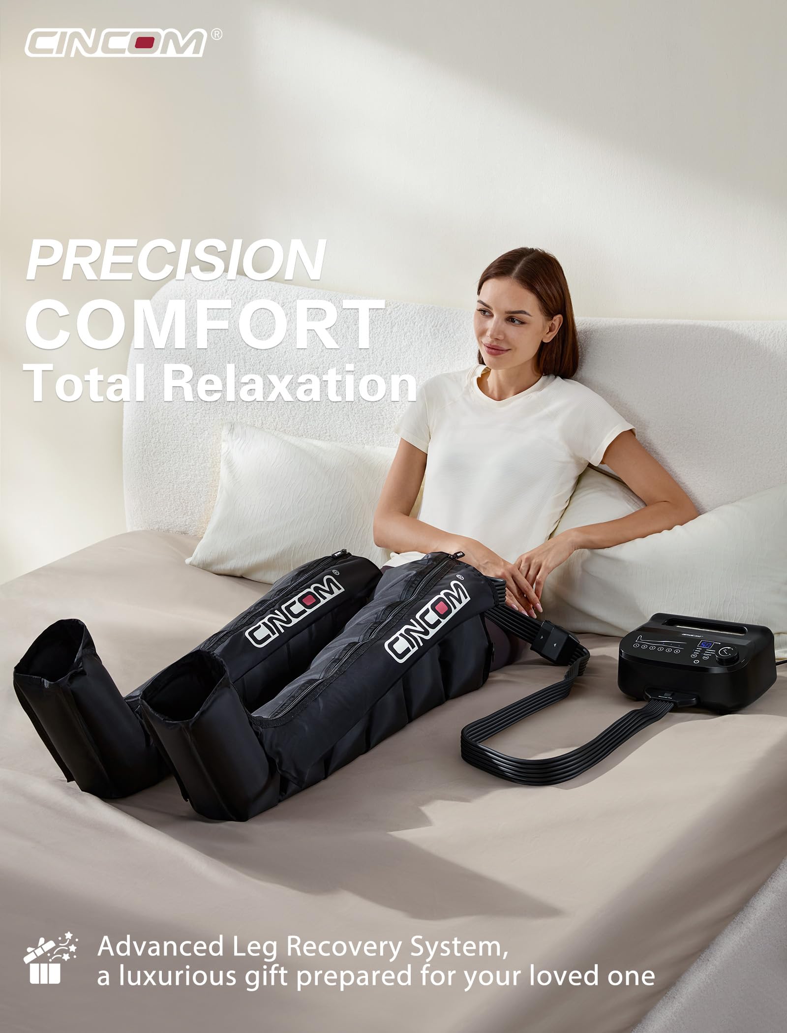 CinCOM boot calf area delivers targeted compression for enhanced leg comfort.