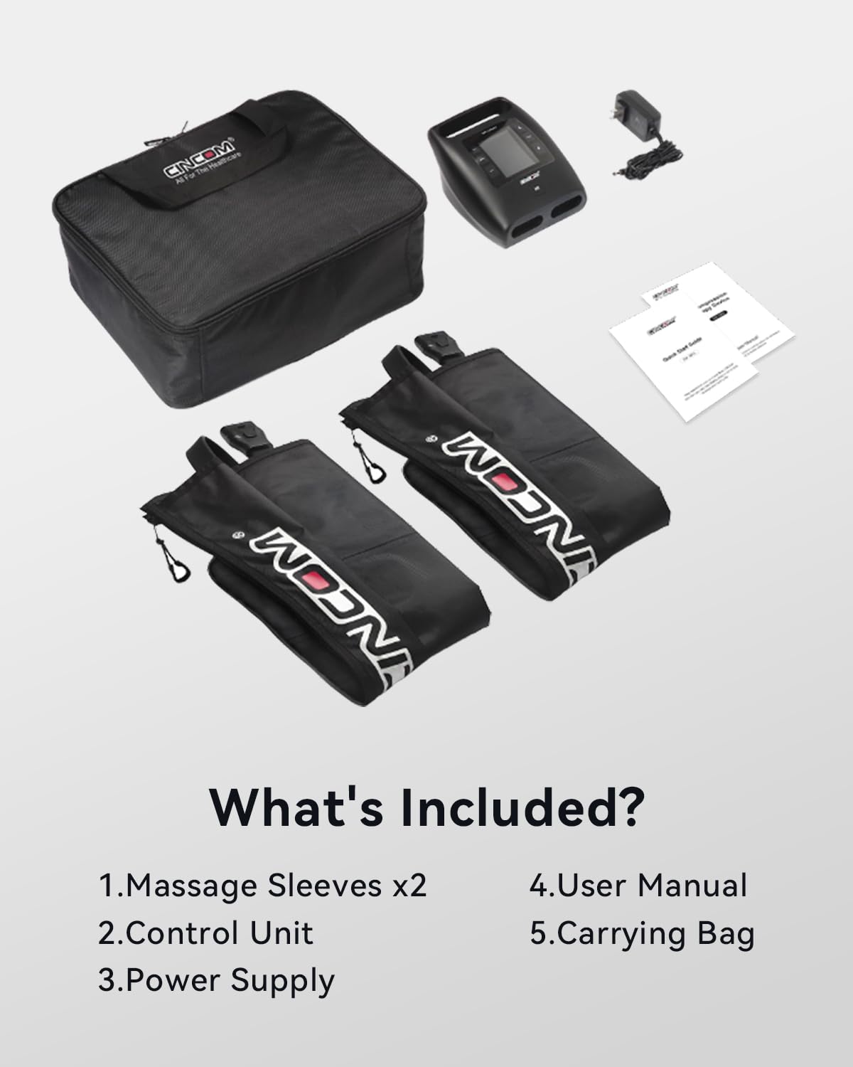 Cincom targeted leg massage covering calves, feet, and thighs for focused recovery.