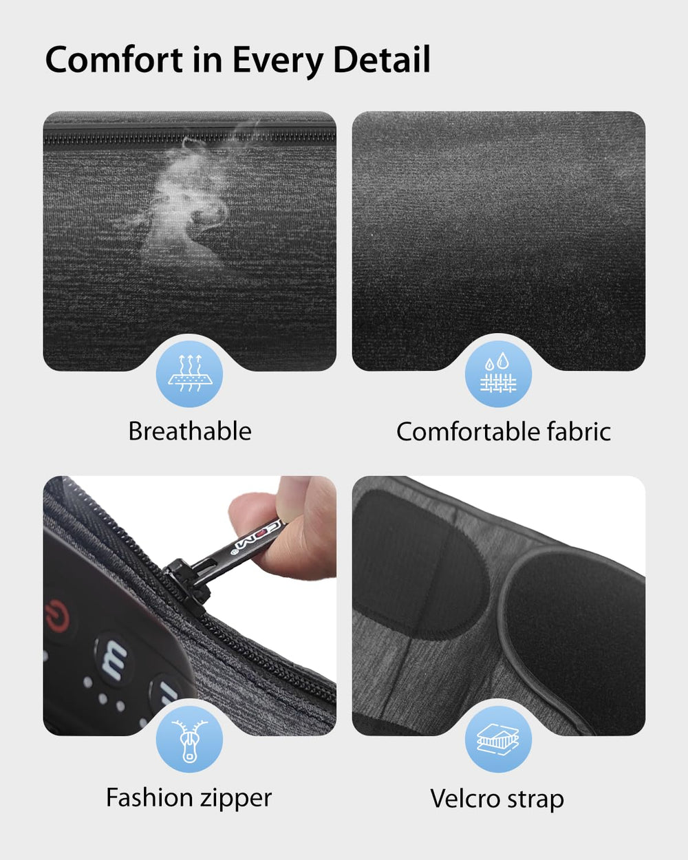 Rechargeable battery powering the Cincom cordless leg massage session.