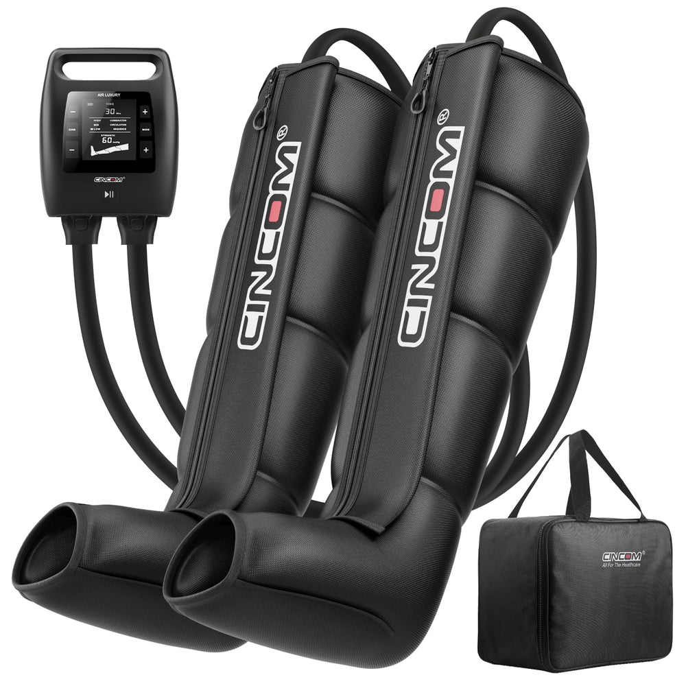 Cincom cordless leg recovery system in box for easy setup and use.
