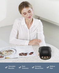 CINCOM massager in use with compression features on palm and fingers