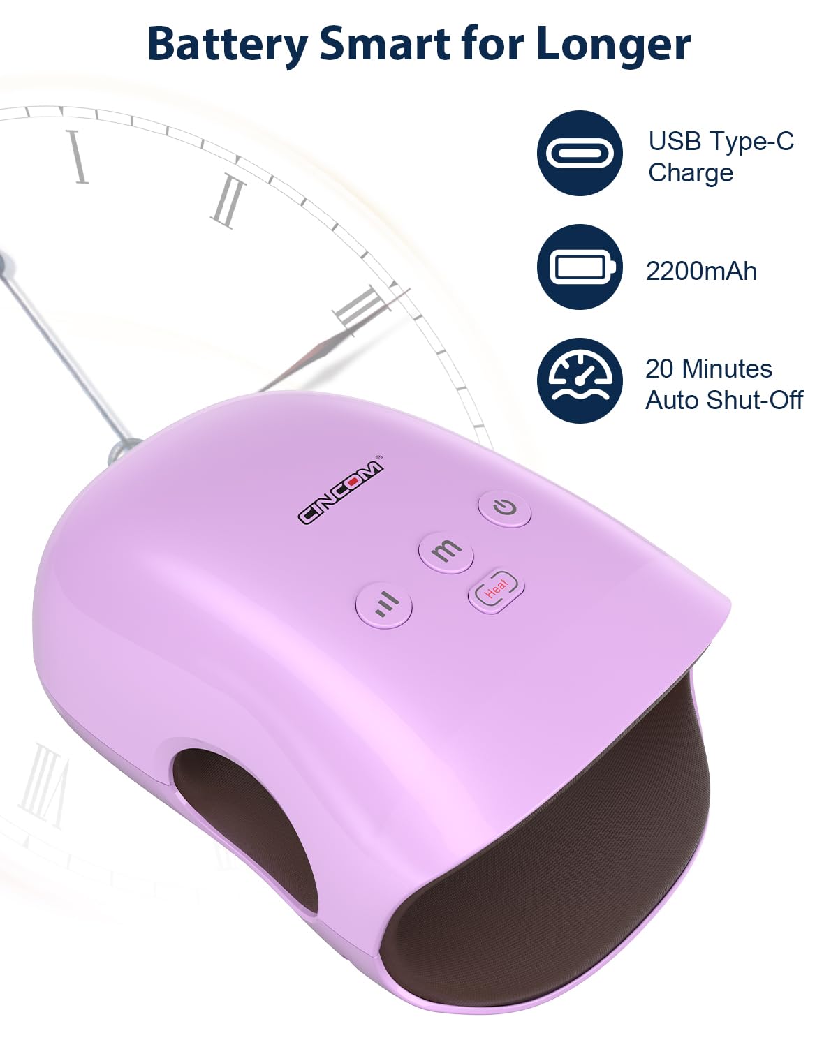 CINCOM Hand Massager cordless design enables wireless sessions anywhere