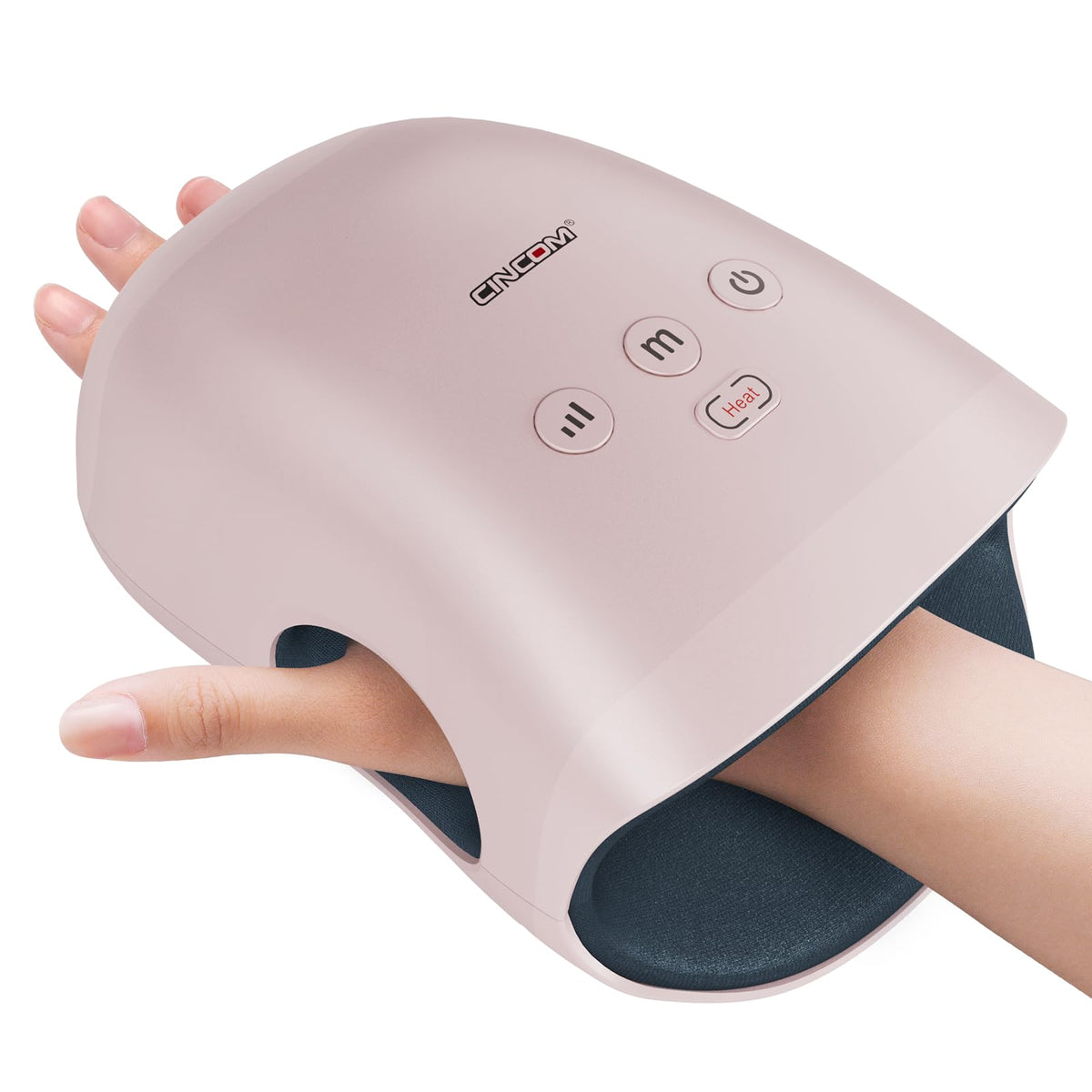 CINCOM Hand Massager front view showing compact cordless design for on-the-go relief
