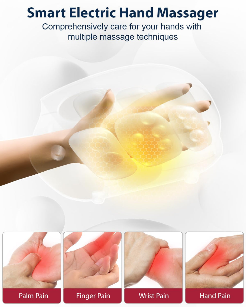 CINCOM Hand Massager heat levels providing soothing warmth to ease stiffness