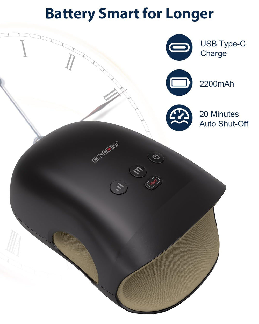 Rechargeable battery indicator for CINCOM massager on the go