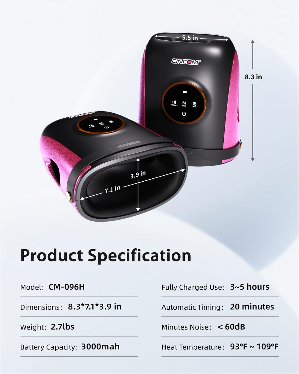 Cincom Hand Massager rechargeable-battery convenient cordless power