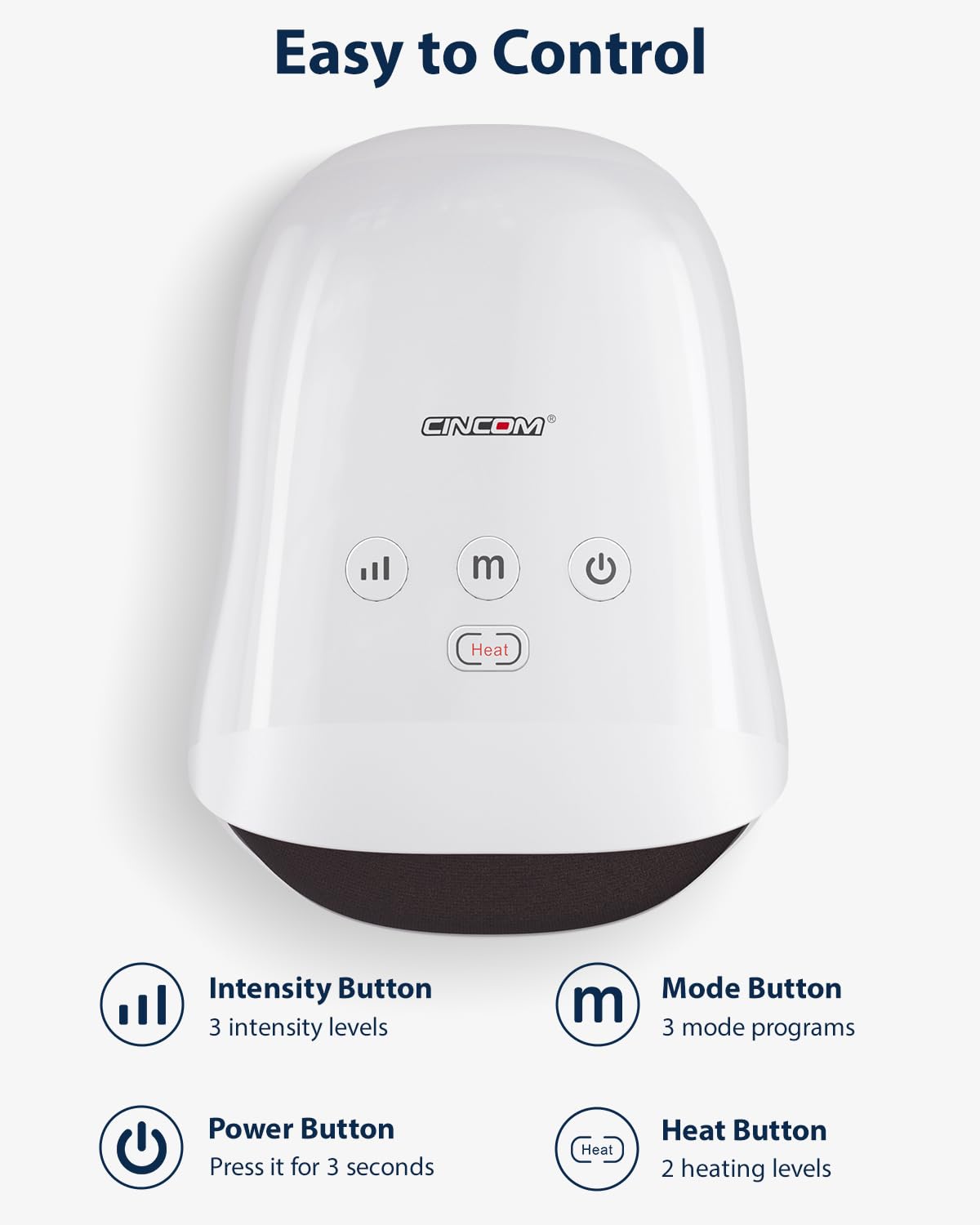 CINCOM Hand Massager emitting warm heat while in use for comfort