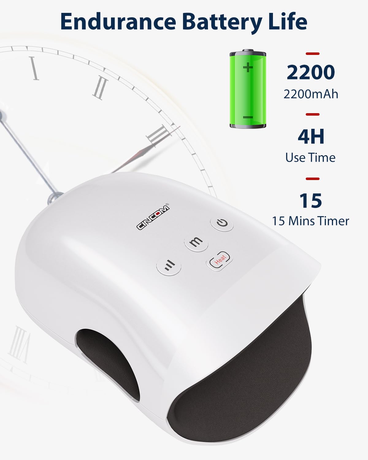 CINCOM Hand Massager wrapped around hand showing air compression action