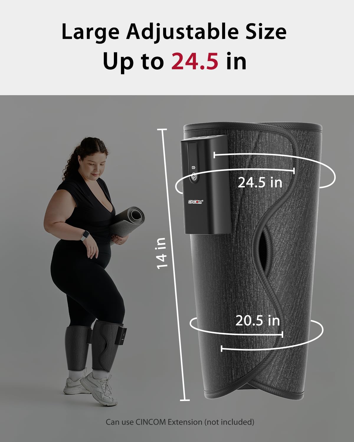 CINCOM leg massager features a 20-minute timer for consistent sessions.
