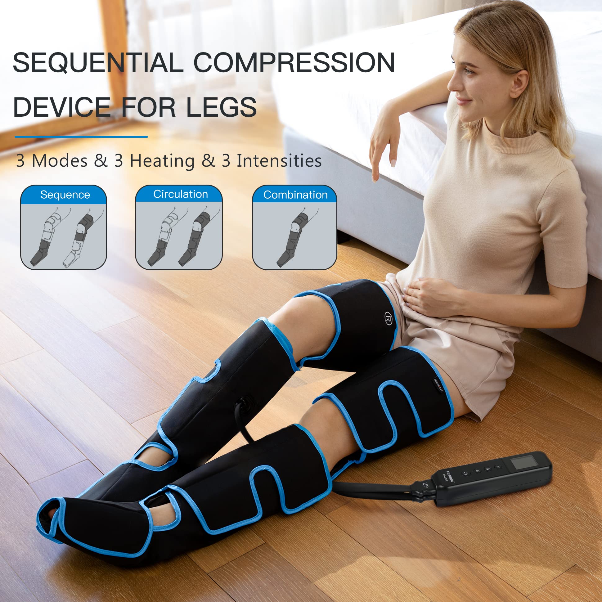 User relaxing after a workout with CINCOM leg massager for calm muscles and reduced tension.