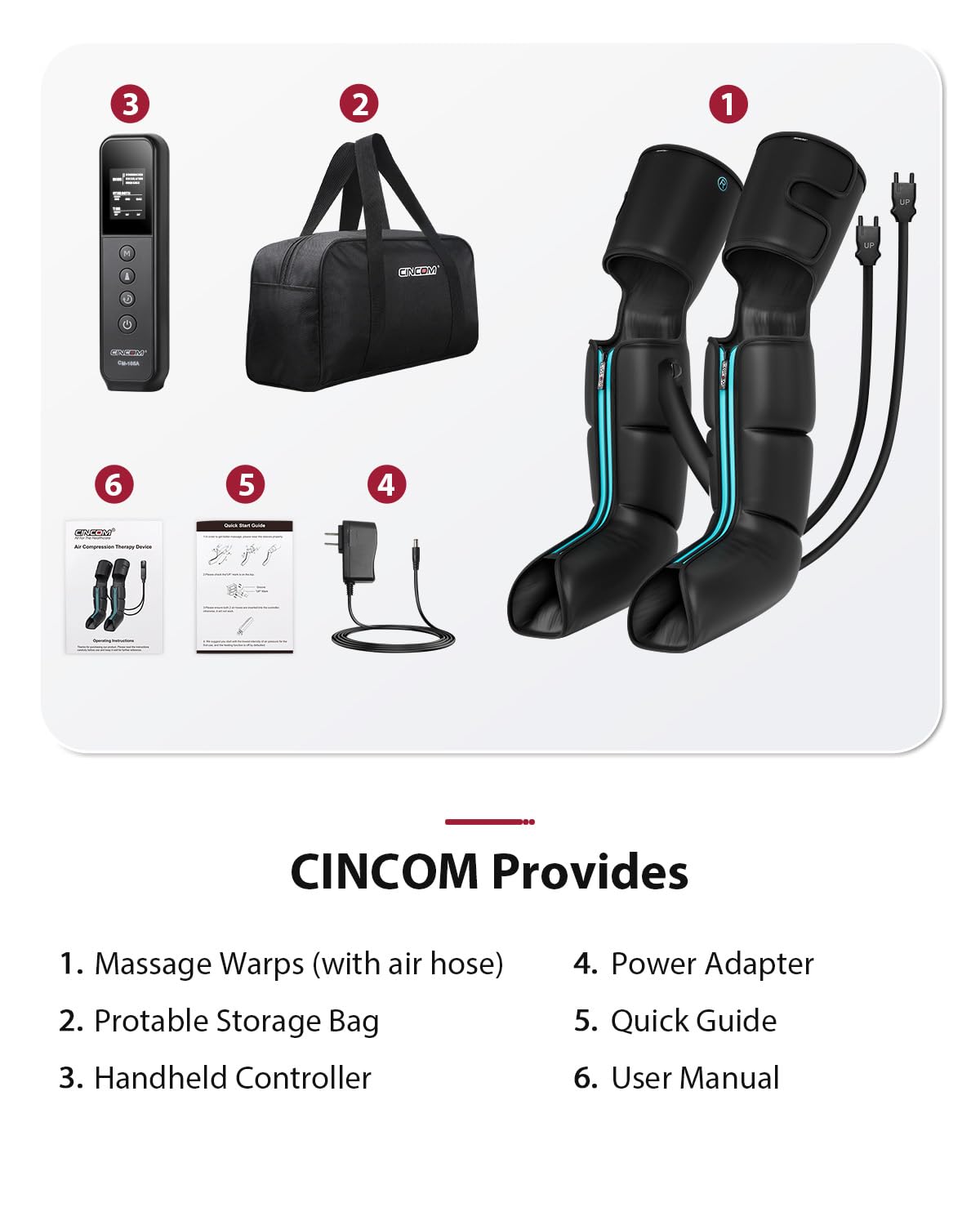 CINCOM leg massager auto timer helps manage session length