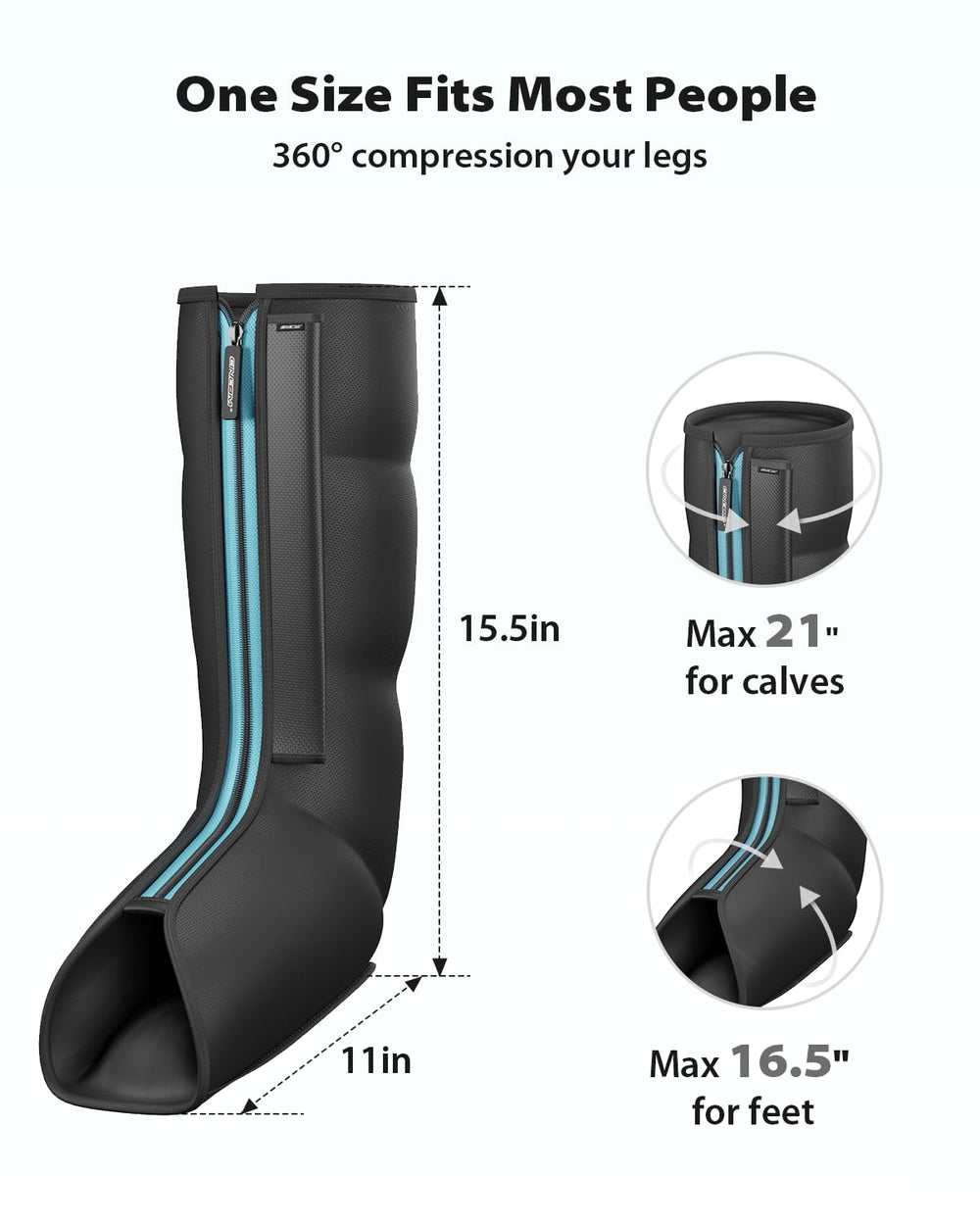 CINCOM leg massager with zipper design makes wearing easy.