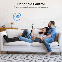 CINCOM leg massager extensions attached for longer calves and shared use.