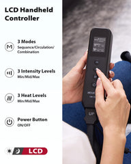 Close-up of CINCOM massager controls for personalized comfort with three modes, three intensities, and heating levels.