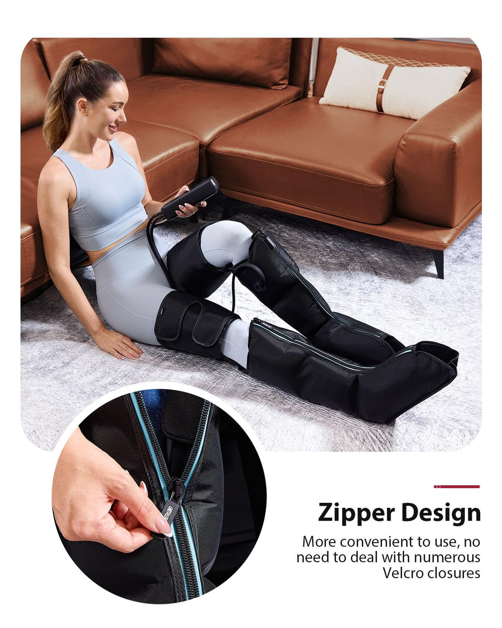 CINCOM leg massager zipper design makes wearing easy and quick